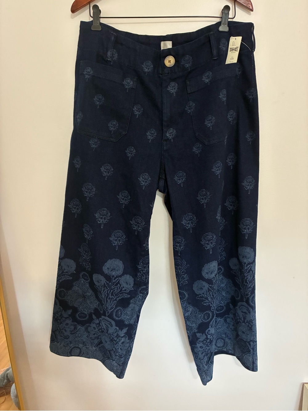 Maeve The Colette Indigo Floral Wide-Leg Jeans